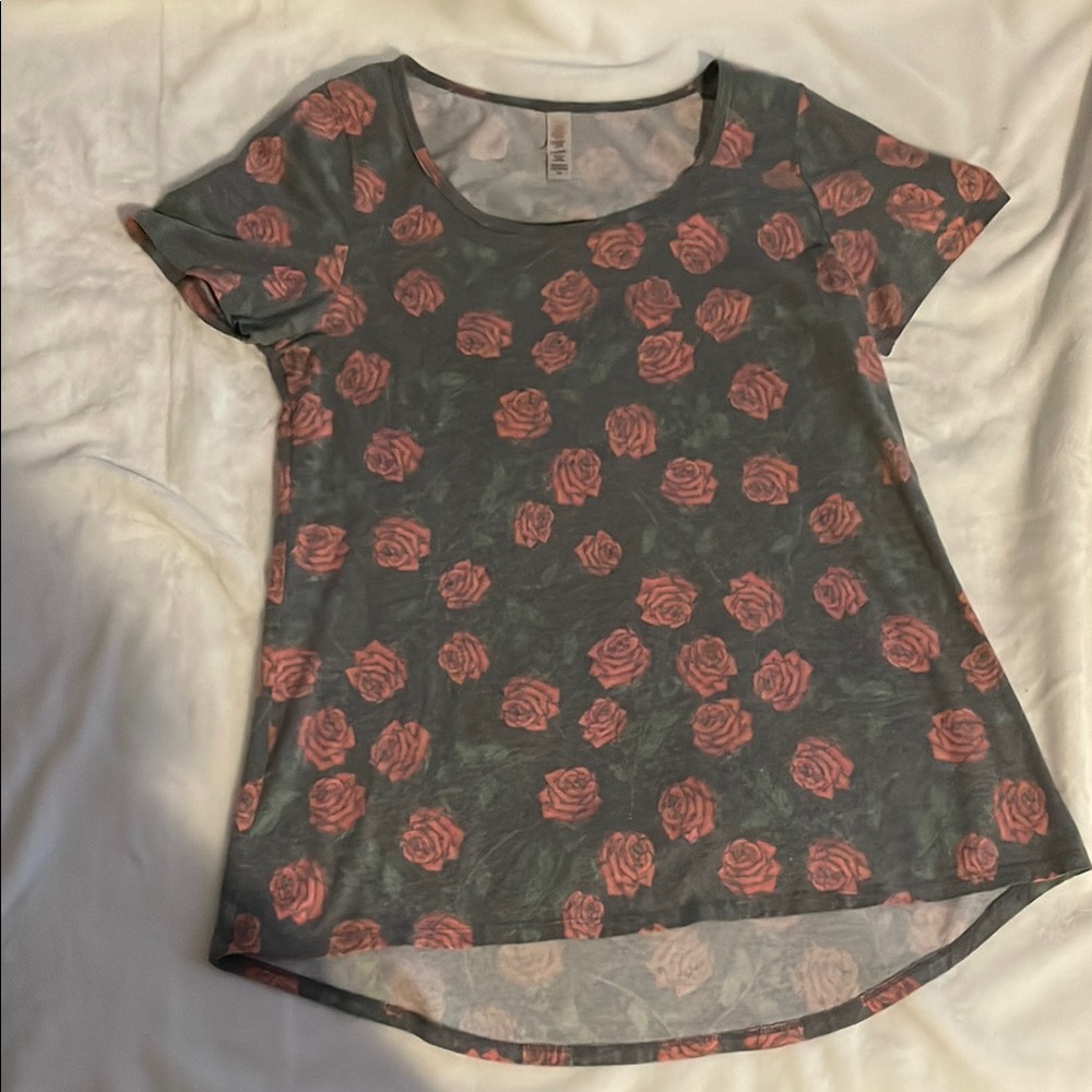 LuLaRoe Gray Asymmetrical Fitted Tee